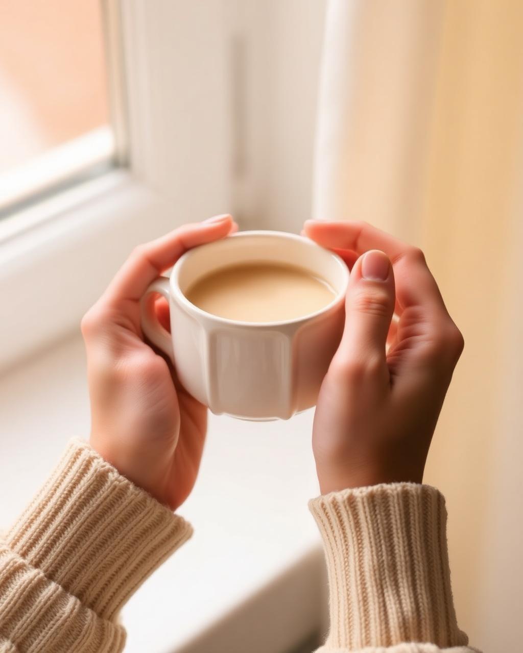 Hands holding a warm mug